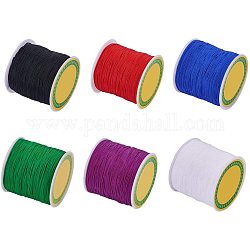 JEWELEADER 6 Colors About 600 Yard Rattail Nylon Cord Chinese Knotting Cord 0.8mm Braided Macrame Thread Beading String for DIY Jewellery Making Kumihimo Friendship Bracelets Sewing