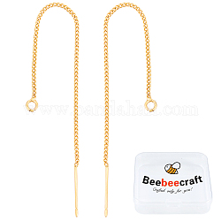 Beebeecraft 10 pièces de boucles d'oreilles en laiton, avec 925 épingle en argent sterling, fils d'oreille, sans nickel, or, 82~85x1mm, pin: 0.5 mm