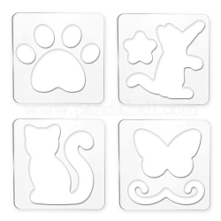 CRASPIRE 4PCS Acrylic Quilting Templates Cat Butterfly Cat Paw Sewing Tools Kit Quilting Rulers DIY Sewing Tools Leather Cutting Stencils for Quilting Handwork