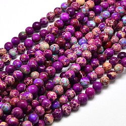 Natural Imperial Jasper Round Bead Strands, Dyed, Purple, 8mm, Hole: 1mm, about 49pcs/strand, 15.4 inch