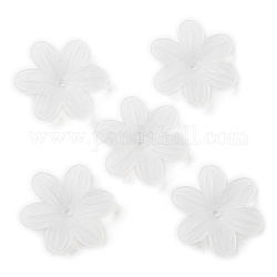Protezioni del branello acrilico, smerigliato, 6 fiore -petal, bianco, 16x17.5x4mm, Foro: 1.7 mm, 1851pcs/500g