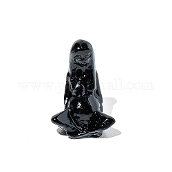 Natural Obsidian Sculpture Display Decorations, for Home Office Desk, Goddess Gaia, 37mm