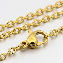 304 из нержавеющей стали кабель цепи ожерелья, с карабин-лобстерами , золотые, 17.7 дюйм (45 см), 1.5 мм