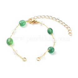 Fabrication de bracelet en perles d'agate naturelle pépites, avec des chaînes de câble en laiton et 304 pince de homard en acier inoxydable, or, 6-1/8 pouce (15.5 cm)