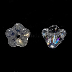 Transparent Czech Glass Beads, Flower, Clear AB, 6.5x5mm, Hole: 0.8mm, about 357~363pcs/bag