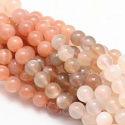 Runde natürliche sunstone Perlenstränge, Klasse AA, 6 mm, Bohrung: 1 mm, ca. 68 Stk. / Strang, 15.74 Zoll