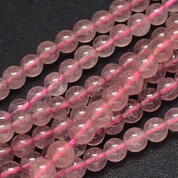 Rotonde fragola naturale perle di quarzo fili, grade ab +, 6mm, Foro: 1 mm, circa 64pcs/filo, 15.7 pollice