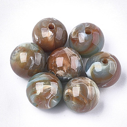 Perles acryliques, style de pierres fines imitation, ronde, selle marron, 20x19.5mm, Trou: 3mm, environ 105 pcs/500 g
