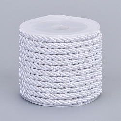 Cordón de poliéster, cuerda retorcida, blanco, 3mm, alrededor de 5.46 yarda (5 m) / rollo