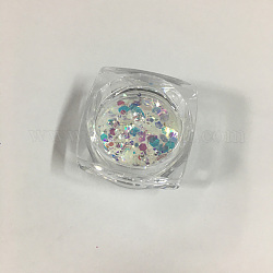 Glänzendes Nail Art Dekorationszubehör, mit Glitzerpulver und Pailletten, diy sparkly paillette Tipps Nagel, Mischformen, Orchidee, 1~3.5x1~3.5 mm, ca. 0.8 g / Kasten