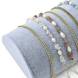 Présentoirs à bijoux demi-ronds en bois recouvert de velours, rampe d'affichage du bracelet demi-lune, gainsboro, 21x12x7 cm