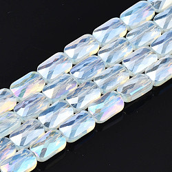 Chapelets de perles en verre électroplaqué, perles d'imitation en jade, de couleur plaquée ab , facette, rectangle, clair, 7x4x3mm, Trou: 1mm, Environ 79~80 pcs/chapelet, 20.47 pouce (52 cm)