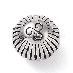 304 perlas de pulido manual de acero inoxidable, redondo con motivo triskelion, plata antigua, 9.5mm, agujero: 1.6 mm