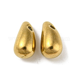 Placcatura ionica (ip) 304 ciondoli in acciaio inossidabile, fascino a goccia, vero placcato oro 18k, 11.5x6.5x6mm, Foro: 1.6 mm