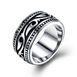 Мужские кольца из нержавеющей стали, широкое кольцо полоса, Размер 10, античное серебро, 19.8 мм