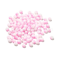 6/0 opaques perles de rocaille de verre, trou rond, rondelle, perle rose, 4~4.5x3~4mm, Trou: 0.8~1.5mm