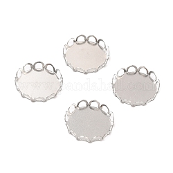 316 Surgical Stainless Steel Cabochon Tray Settings, Lace Edge Bezel Cups, Flat Round, Stainless Steel Color, 16.5x3mm