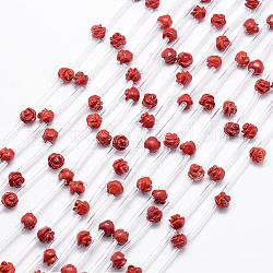 Perles de jaspe rouge naturelle, rose, 10x5~9mm, Trou: 1mm