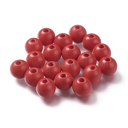 Perle di legno naturale verniciate, tondo, rosso, 16mm, Foro: 4 mm