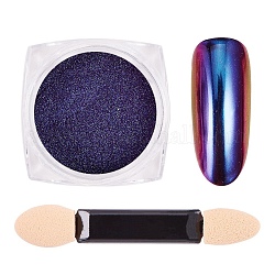 Cat Eye Laser Powder Colorful Magic Mirror Powder, with One Brush, for Manicure Pigment Nail Decoration, Purple, 30x30x17mm, about 0.3g/box