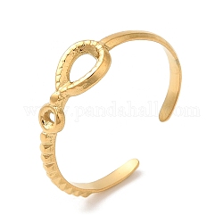 304 anello per polsino aperto ovale cavo in acciaio inossidabile da donna, vero placcato oro 18k, misura degli stati uniti 8 1/4 (18.3mm)
