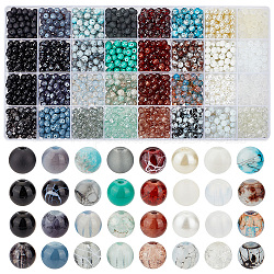 Pandahall Elite – perles de verre craquelées, transparentes et imitation perles, 1920 pièce, 32 styles de cuisson, peintes à la bombe, ronde, couleur mixte, 6~6.5mm, Trou: 1~1.6mm, 60 pièces / style