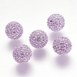 Demi-percé cristal tchèque strass pavé de perles de boule disco, grande arête polymère ronde en strass tchèque, 371 _violet, 12mm (pp9), Trou: 1.2mm
