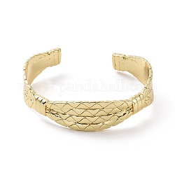 Bracelet de manchette ouvert en corde torsadée en laiton pour femme, or, diamètre intérieur: 2-1/8 pouce (5.4 cm)