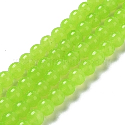 Chapelets de perles en jade de malaisie naturelle et teinte, ronde, pelouse verte, 8mm, Trou: 1.0mm, Environ 48 pcs/chapelet, 15 pouce