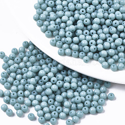 Opaque Colours Glass Beads, Round, Light Blue, 4x3mm, Hole: 1mm, about 4500pcs/bag