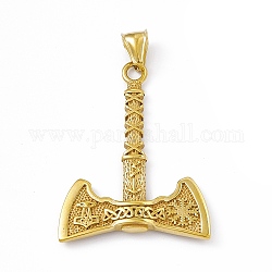 Ion Plating(IP) 304 Stainless Steel Manual Polishing Pendants, Axe Charm, Antique Golden, 48.5x36.5x5mm, Hole: 9x4mm