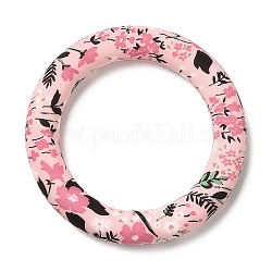 Pendenti in silicone ecologico per uso alimentare, anello con motivo floreale, roso, 65x10mm, Foro: 4 mm