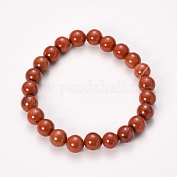 Rouges bracelets naturels stretch jasper de perles, ronde, 2-1/8 pouce (55 mm), perle: 8~9 mm