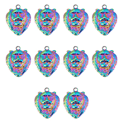 UNICRAFTALE 10Pcs Rainbow Color Pendant Charms 304 Stainless Steel Pendants Hole 2.5mm Lion Head Pendant Animal Charms Metal Lion Charms for Bracelet Necklace Jewlery Making 25x20mm