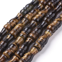 Natural Tiger Eye Beads Strands, Vase, 26~27x10mm, Hole: 1mm, about 15pcs/strand, 15.5 inch(39.5cm)