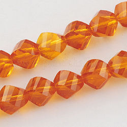 Glass Bead Strands, Faceted, Twist, Dark Orange, 4x4x4mm, Hole: 1mm