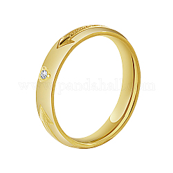 Anillo de dedo de acero inoxidable con patrón de flecha para mujer, con diamante de imitación, real 18k chapado en oro, nosotros tamaño 10 (19.8 mm)