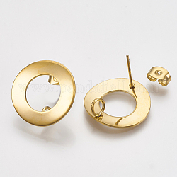 Accessoires de puces d'oreilles en 304 acier inoxydable, courbé, anneau, or, 18mm, Trou: 3mm, pin: 0.8 mm