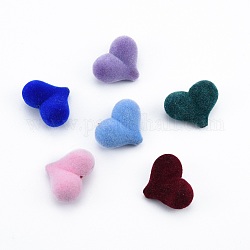 Perles de résine opaques, coeur floconneux, couleur mixte, 17x22x9mm, Trou: 1.6mm