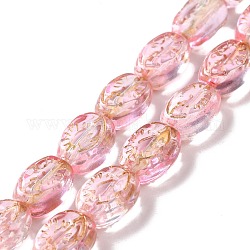 Transparente Glasperlen Stränge, Oval, rosa, 11x8x5.5 mm, Bohrung: 1 mm, ca. 32 Stk. / Strang, 13.78 Zoll (35 cm)