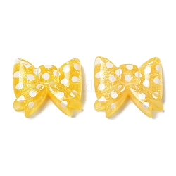Cabochon in resina traslucida, Polka dot bowknot, giallo, 16.5x18.5x5mm