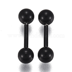 Pendientes de bola de 304 acero inoxidable, pendientes de cartílago con barra, electroforesis negro, 13.5x4mm, pin: 1 mm, 24 pares / set