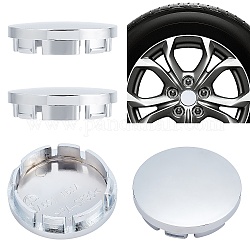 Benecreat 4 Uds tapacubos central de rueda de coche de plástico abs, plano y redondo, plata, 56x13mm, apto para orificio de 50.5 mm