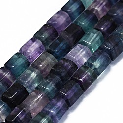 Natural Fluorite Beads Strands, Hexagonal Prisms, 10x9x8mm, Hole: 0.8mm, about 38pcs/strand, 15.16 inch(38.5cm)