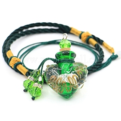 Herz-Halskette im Barock-Stil, handgefertigte Bunte Malerei-Parfüm-Essenz-Flasche-Anhänger-Halskette, verstellbare Halskette aus geflochtener Kordel, Pullover-Halskette für Damen, grün, Flasche: 40x22mm