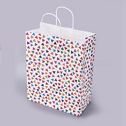 Modèle de triangle fête cadeau cadeau sacs en papier, avec une poignée, pour anniversaire mariage noël, rectangle, colorées, 25.5x33x12.5 cm