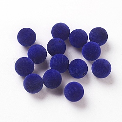 Abalorios de acrílico flocky, medio-perforado, redondo, azul medianoche, 11.5~12mm, agujero: 1.6 mm
