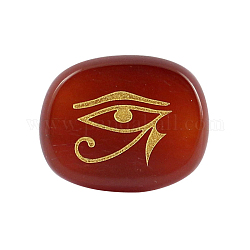 Cabochons de cornaline naturelle, ovale avec motif oeil égyptien de ra/re, religion, 25x20x6.5mm