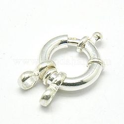 925 fermoir anneaux à ressort en argent sterling, couleur d'argent, 14mm, Trou: 2.5mm
