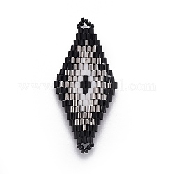 Liens de perles de rocaille japonaises miyuki & toho, motif de tissage, losange, noir, 43~44.1x19.4~20.2x1.6~1.8mm, Trou: 1.6~1.8mm